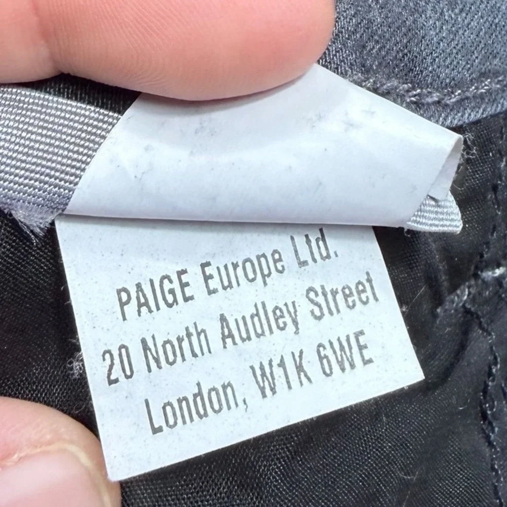 PAIGE Hoxton High Rise Ankle Skinny Jeans Gray Raw Hem Stretch Denim Womens 25‎